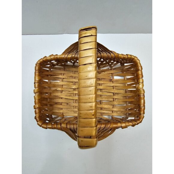 Tiny Small Handwoven Bamboo Basket With Handle 3.5x5" Rectangle - Picture 2 of 7
